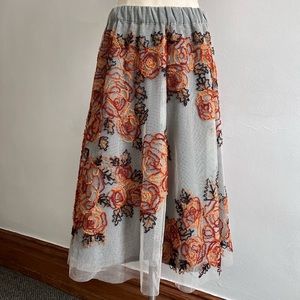 Anthropologie Not So Serious Rosie Embroidered Skirt